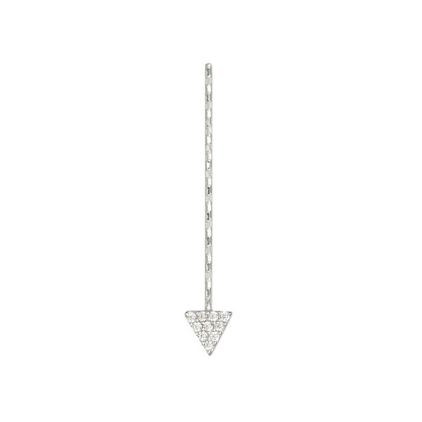 Paddle pin, cubic zirconia and rhodium-plated sterling silver, clear, 1-inch diamond-cut twisted with 5mm triangle, 22 gauge. Sold individually. image number 0