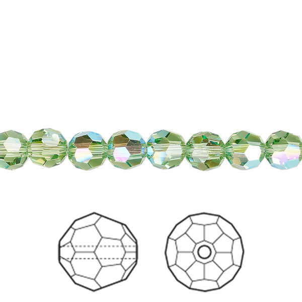 Bead 12pk peridot shimmer, Crystal Passions® 6mm round 5000 image number 0