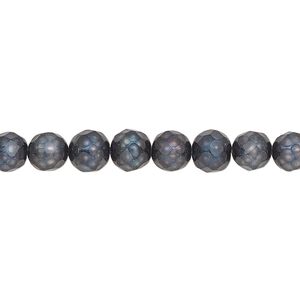 Pearl, cultured freshwater (dyed), peacock, 5-6mm faceted semi-round with 0.2-0.7mm hole, C grade, Mohs hardness 2-1/2 to 4. Sold per 15-1/2" to 16" strand.