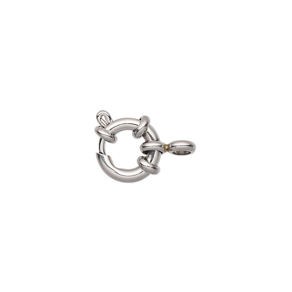 Clasp, springring, stainless steel, 11mm with nautical design. Sold individually. image number 0