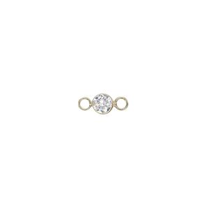 Link, cubic zirconia and 14Kt gold-filled, clear, 4.5mm round with 4mm faceted round. Sold individually.