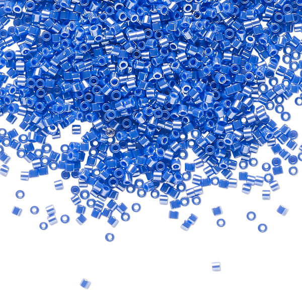 Seed bead, Delica®, glass, pkg/7.5g, #15 round, opaque luster cyan blue (DBS-1569). image number 0