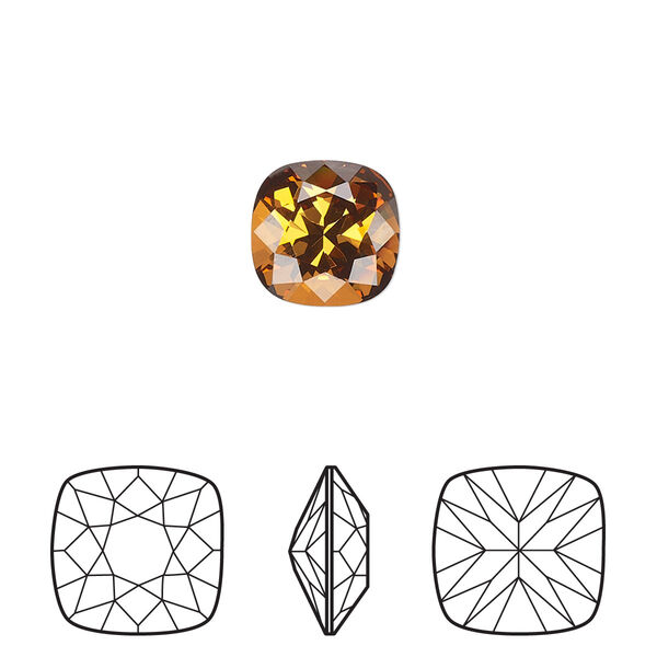 Fancy stone 144pk light amber foil back, Swarovski® 10mm square 4470 image number 0