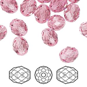 Bead 72pk light rose, Swarovski® 9.5x8mm olive briolette 5044