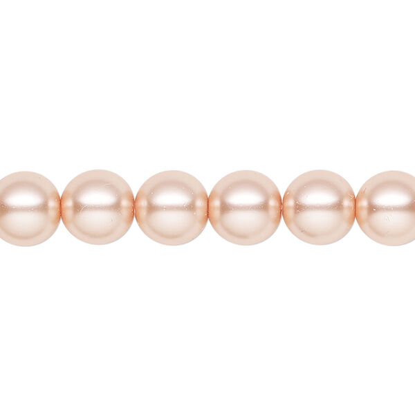 Pearl 100pk peach, Preciosa Czech crystal 8mm round image number 0