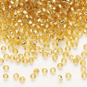 Seed bead, Preciosa Ornela Czech glass, pkg/50g, #8 rocaille, transparent silver-lined light topaz, (17020).