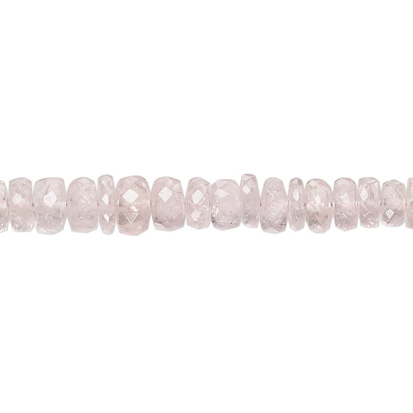 Bead, morganite (natural), 3x2mm-5x3mm graduated hand-cut faceted rondelle with 0.4-1.4mm hole, B grade, Mohs hardness 7-1/2 to 8. Sold per 17-inch strand. image number 0