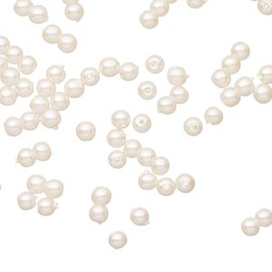 Bead, vintage Japanese acrylic pearl, antique white, 3mm round. Sold per pkg of 100.