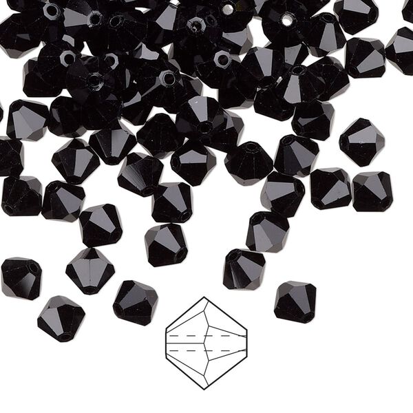 Bead 24pk jet, Preciosa Czech crystal 5mm bicone image number 0
