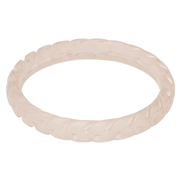 Bracelet, bangle, frosted acrylic, pink, ridged, 11.8mm wide, 8 inches. Sold individually. image number 0