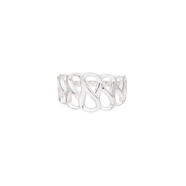Ring, sterling silver, 12mm wide with open infinity design, size 9. Sold individually. image number 0