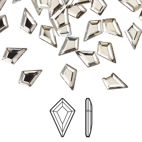Flat back 24pk crystal silver shade foil back, Crystal Passions® 8.6x5.6mm kite 2771 image number 0