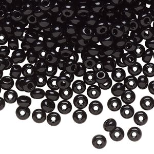 Seed bead, Preciosa Ornela Czech glass, pkg/50g, #6 rocaille, opaque black, (23980).