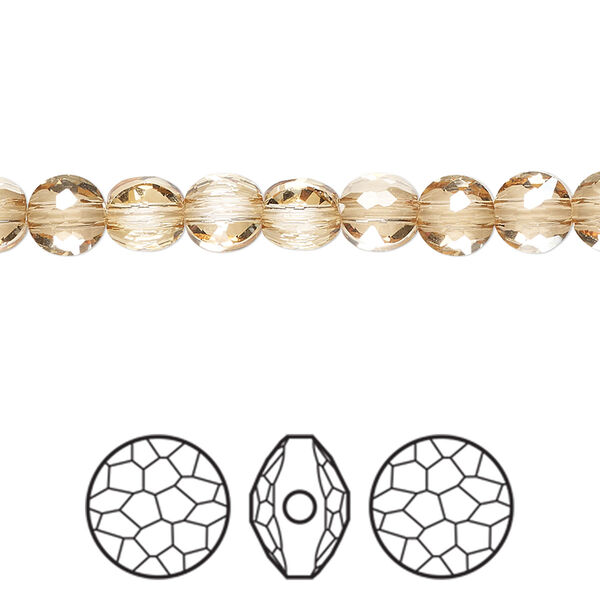 Bead 288pk crystal golden shadow, Swarovski® 6mm puffed round 5034 image number 0