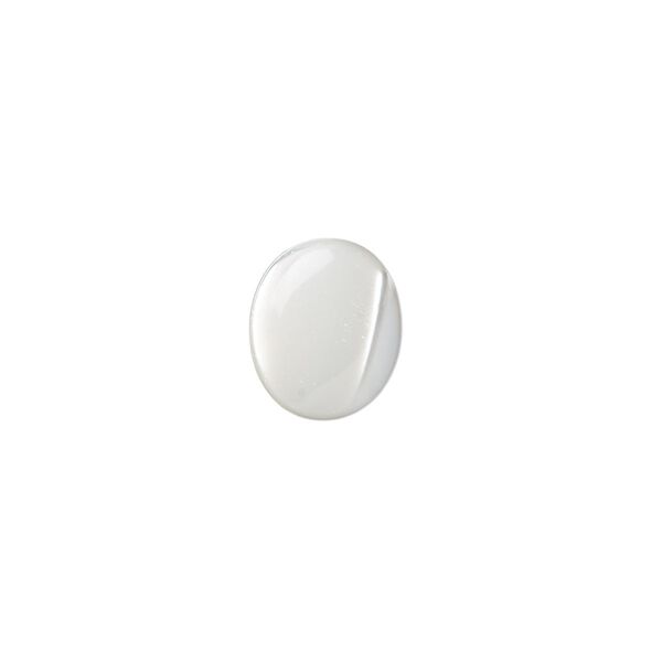 Cabochon, mother-of-pearl shell (bleached), white, 12x10mm calibrated oval, Mohs hardness 3-1/2. Sold per pkg of 4. image number 0