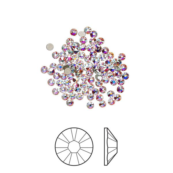 Flat back 1440pk crystal AB foil back, Swarovski® 1.7-1.9mm rose round SS5 2058 image number 0