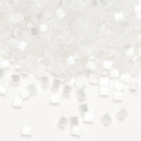Seed bead, Dyna-Mites™, glass, translucent silk eggshell, #8 cut-off round. Sold per 40-gram pkg. image number 0