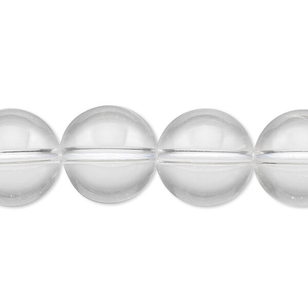 Bead, quartz crystal (natural), 14mm round, A- grade, Mohs hardness 7. Sold per 8-inch strand, approximately 15 beads. image number 0