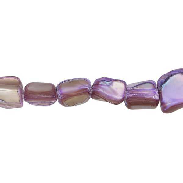 Mother-of-pearl shell 1pkg1, triangle tube bead 15 inch lilac and tan 8x7mm-10x9mm image number 0