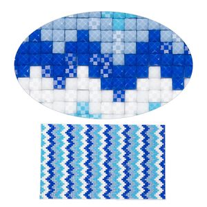 Adhesive sheet, My Style Deco Art™, peel-off, resin and glue, multi-blues and white, 8 x 4-3/4 inch rectangle, 1.8mm thick with chevron design. Sold individually.