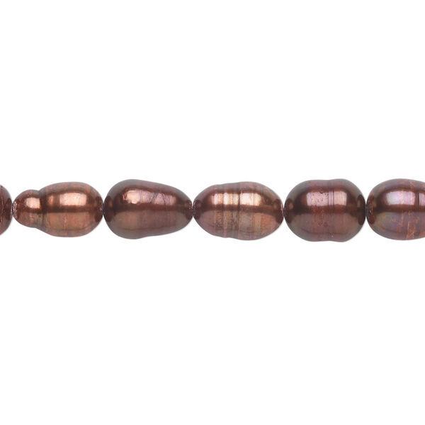 Pearl, cultured freshwater (dyed), copper rose, 5-7mm rice, D+ grade, Mohs hardness 2-1/2 to 4. Sold per 14-inch strand. image number 0
