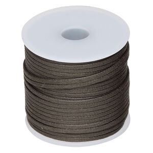 Cord, waxed cotton, brown, 2mm flat. Sold per 25-meter spool.