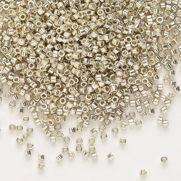 Seed bead, Delica®, glass, pkg/7.5g, #11 round, Duracoat® opaque galvanized silver (DB-1831). image number 0