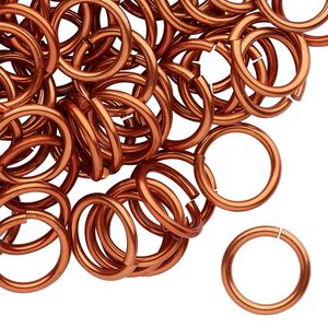 Jump ring, anodized tempered aluminum, orange copper, 12mm round, 9.2mm inside diameter, 15 gauge. Sold per pkg of 100.