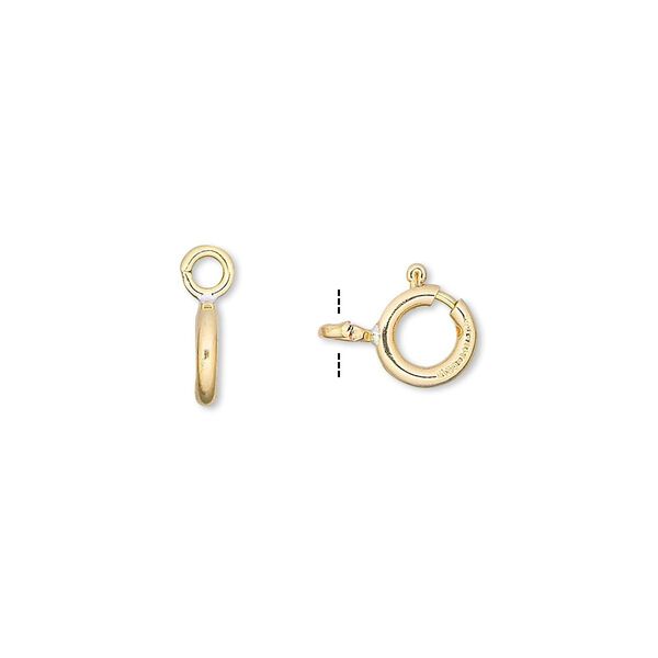 Clasp, springring, 14Kt gold-filled, 7mm with open loop. Sold per pkg of 10. image number 0