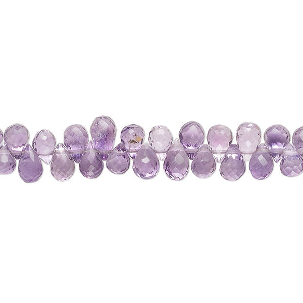 Bead, amethyst (natural), 5x4mm-6x4mm hand-cut top-drilled micro-faceted teardrop, B grade, Mohs hardness 7. Sold per 8-inch strand, approximately 100 beads. image number 0