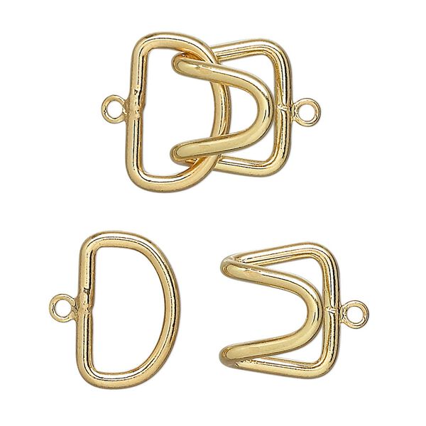 Clasp, hook, gold-plated brass, 23x15mm. Sold per pkg of 10. image number 0