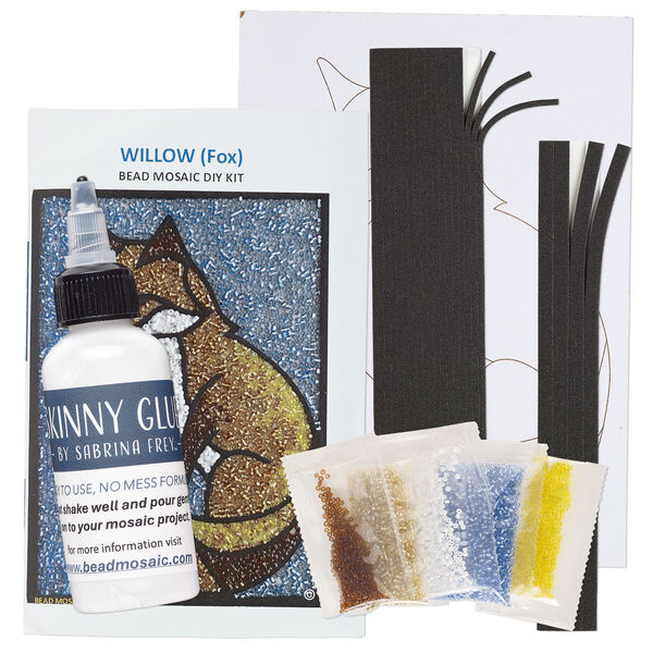Sabrina Frey Bead Mosaic&trade; Starter Kit, glass / medium-density fiberboard / glue, pkg/1, multicolored, 5x7 inches with "Willow (fox)" design. image number 1