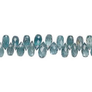 Indigo kyanite 1pkg1, hand-cut top-drilled faceted briolette bead natural 8 inch graduated 5x2mm-8x4mm
