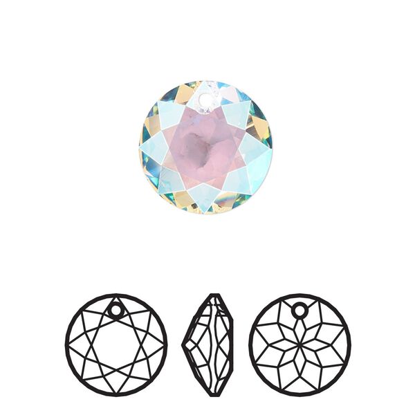 Drop 24pk crystal shimmer, Swarovski® 14mm pendant classic cut 6430 image number 0