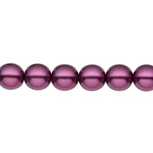 Bead, Czech pearl-coated glass druk, opaque deep fuchsia, 8mm round. Sold per 15-1/2" to 16" strand.