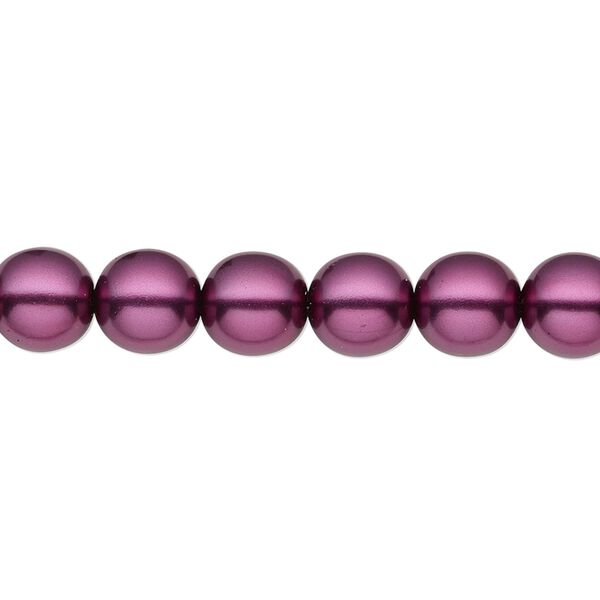 Bead, Czech pearl-coated glass druk, opaque deep fuchsia, 8mm round. Sold per 15-1/2" to 16" strand. image number 0