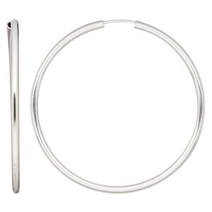 Earring hoop 1pkg2 sterling silver, 50mm / 2mm width / endless loop, 1 pair
