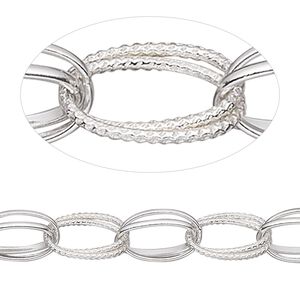 Chain 1pkg1 sterling silver cable, 7mm double oval, 5 foot unfinished