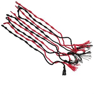 Bracelet, imitation silk, red and black, 5mm wide, 8 inches with button clasp. Sold per pkg of 10.