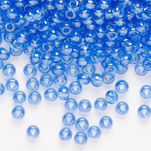 Glass 1pkg1, round seed bead translucent luster denim blue #6 100g