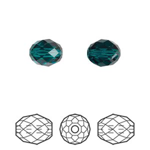Bead 2pk emerald, Crystal Passions® 9.5x8mm olive briolette 5044