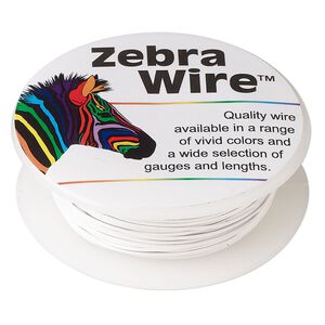 Wire, Zebra Wire™, color-coated copper, white, round, 18 gauge. Sold per 10-yard spool.