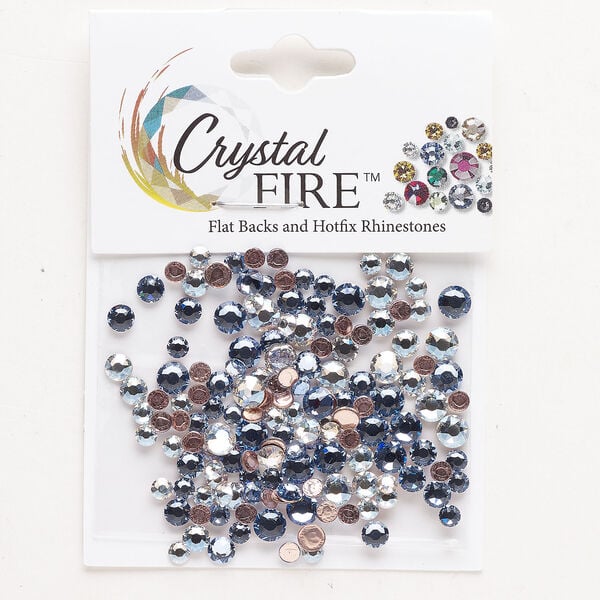 Flat back mix 1pkg144 light sapphire and crystal moonlight foil back, Crystal FIRE®, 3.00-4.80mm hotfix round SS12 / SS16 / SS20 image number 0