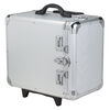 Jewelry case, aluminum / steel / plastic / polyester / VELCRO®, grey and black, 17-1/2 x 16 x 11 inches with diamond pattern and wheels. Sold individually. image number 2