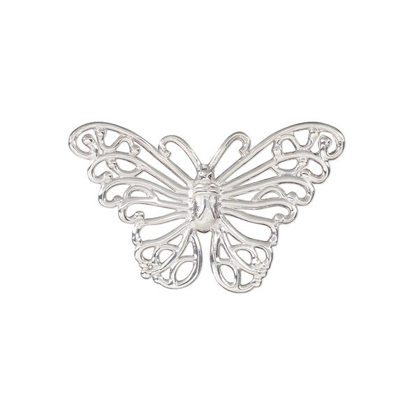 Component, sterling silver, 29x17.5mm single-sided butterfly. Sold individually. image number 0