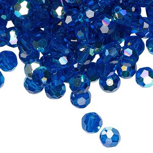 Bead 144pk Capri blue AB, Preciosa Czech crystal 6mm round