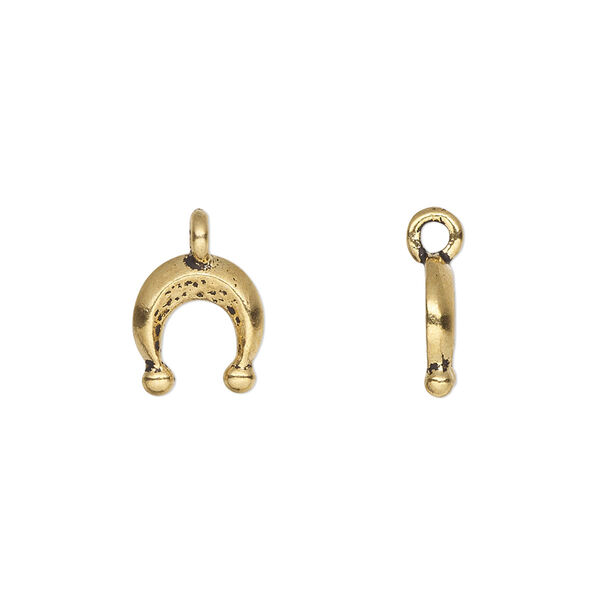 Charm, TierraCast®, "Worlds Away" collection, antique gold-plated pewter (tin-based alloy), 10x9.5mm single-sided mini naja. Sold per pkg of 4. image number 0