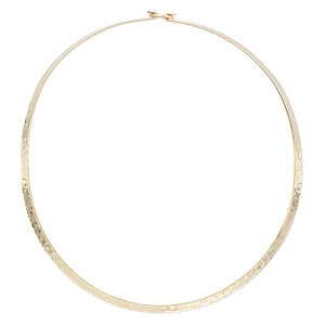 Neckwire, gold-plated steel, 5mm flat hammered, 17 inches with hook clasp. Sold individually.