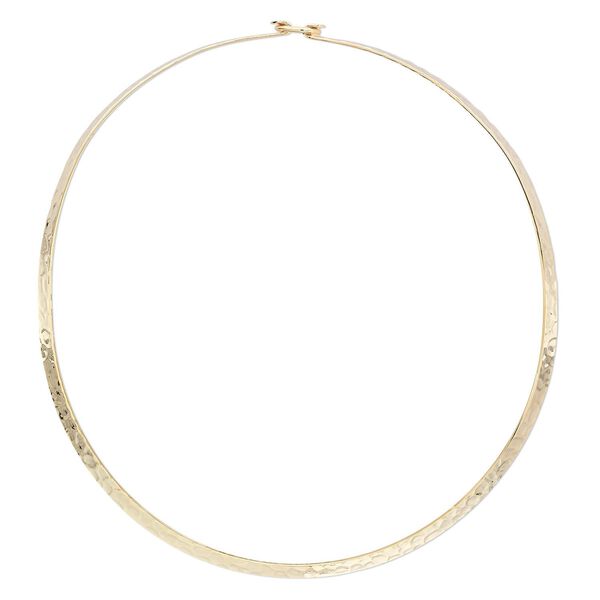Neckwire, gold-plated steel, 5mm flat hammered, 17 inches with hook clasp. Sold individually. image number 0