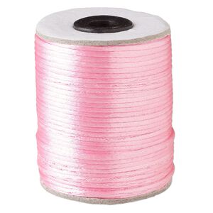 Cord, Satinique™, satin, light pink, 2mm. Sold per 200-foot spool.